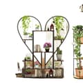 Miniatyrbillede 1 af 2: Halv hjerteformet planteholder, 6-niveau design, multifunktionel udstilling,sort, S