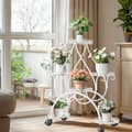 Miniatyrbillede 2 af 2: Metal Planteholder, 6 Potters Kapacitet, Elegant Design,HVID