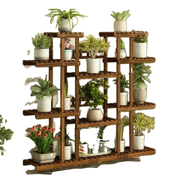 Træ Planteholder, 11 Hylder, Vejrbestandigt Design,BRUN