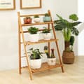 Miniatyrbillede 2 af 2: 3-lags bambusplanteholder, naturligt materiale, 42 kg belastningsevne,L, Naturlig