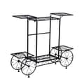 Miniatyrbillede 1 af 2: Metal Havevogn Planteholder, 6 Niveauer, Holdbar Jernkonstruktion,sort