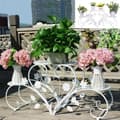 Miniatyrbillede 2 af 2: Metalplanteholder, Holdbar jernkonstruktion, Elegant design,Hvid