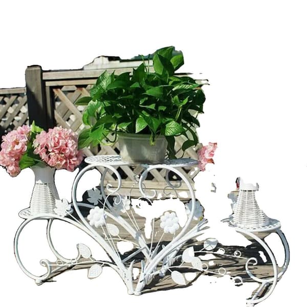 Metalplanteholder, Holdbar jernkonstruktion, Elegant design,Hvid