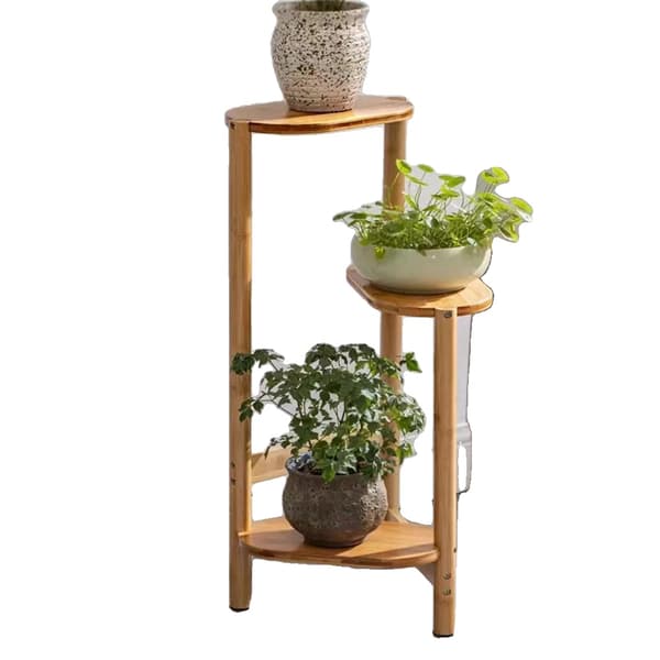 3-lags bambusplanteholder, robust konstruktion, pladsbesparende design,Naturligt træ