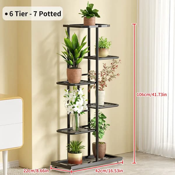 Plantebord, 6 lag, metal konstruktion,sort-6 lag