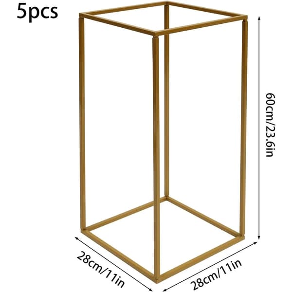 Metal Blomsterstand, Moderne Rektangulært Design, Robust Jernkonstruktion,Guld