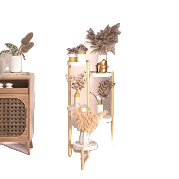 Bambusplanteholder, 5 niveauer, moderne minimalistisk design,HVID