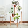Miniatyrbillede 2 af 2: 4-lags bambusplanteholder, miljøvenlig, kompakt design,Guld