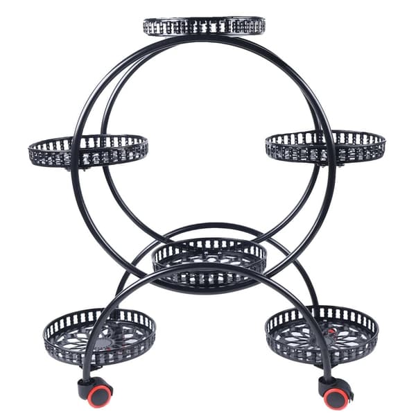 4-lags planteholder, metaldesign, fritstående, til indendørs og udendørs brug,sort