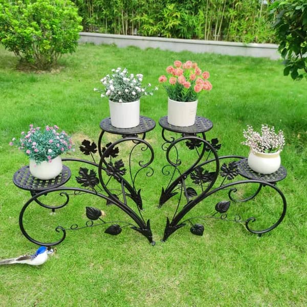 Metal Planteholder, Stilfuldt Moderne Design, Maksimal Belastning 5 kg,sort