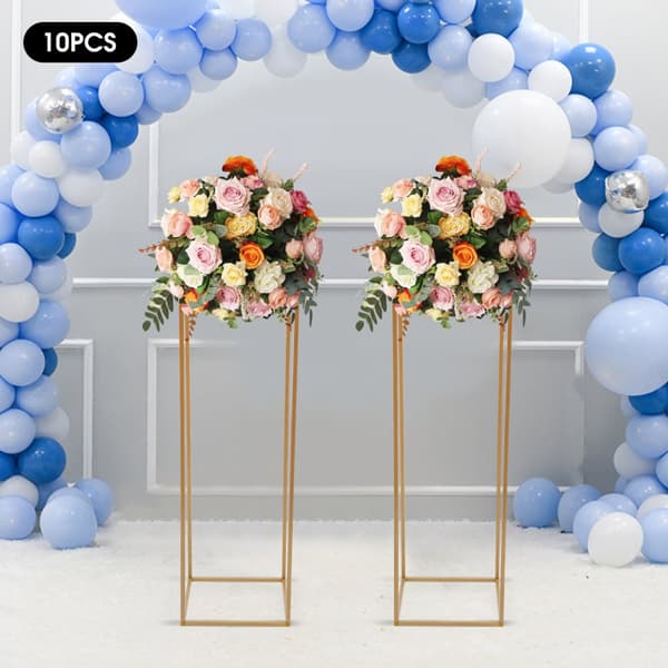 Guld Metal Blomsterstand, Moderne Rektangulært Design, Stærk Belastningskapacitet, Sæt af 10