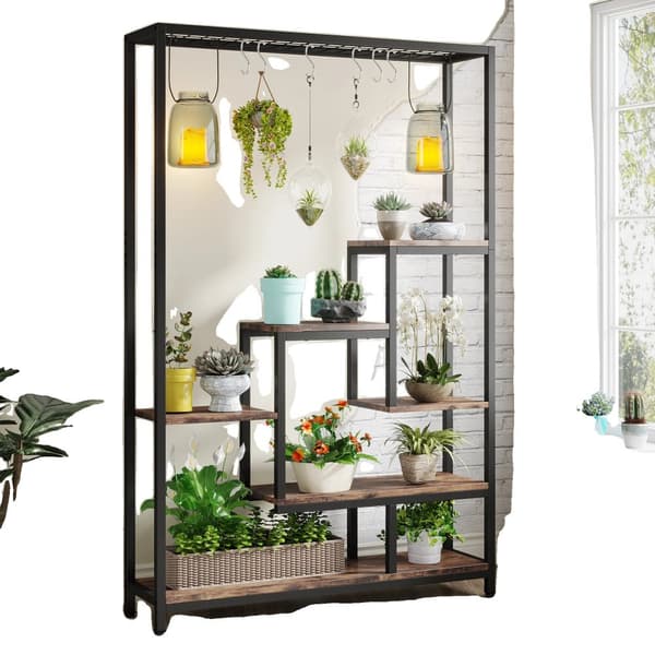 Indendørs Planteholder, 5-Lags Design, Robust Metalramme, Pladsbesparende Løsning