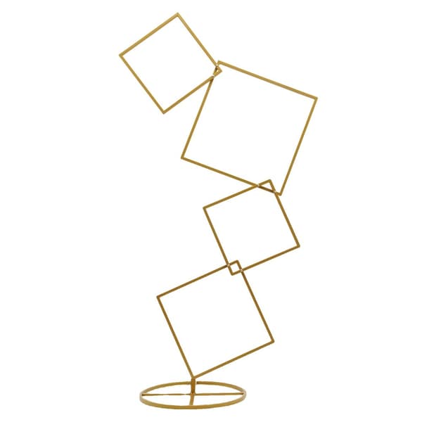 Firkantet Metal Blomsterstand, 1,9 m Højde, Holdbart Jernmateriale,Guld, M