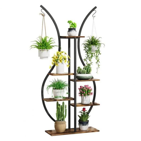 Hög Växtställning, 6 Våningar, Metallmaterial, Modern Stil,A