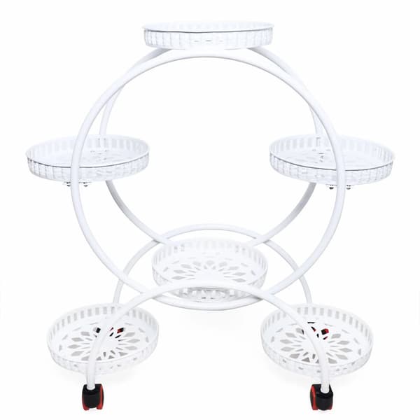 Tiered Planteholder, 6 Bakker, Jernmateriale, Fritstående Design,HVID