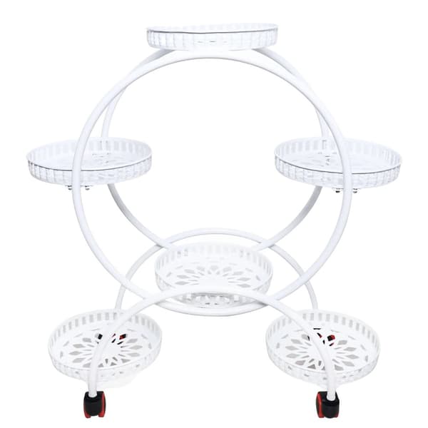 Tiered Planteholder, 6 Bakker, Jernmateriale, Fritstående Design,HVID