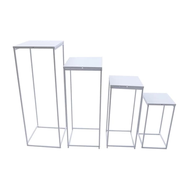 Metal Blomsterstativ Sæt, Fire Størrelser, Robust Stålrør, Moderne Firkantet Design