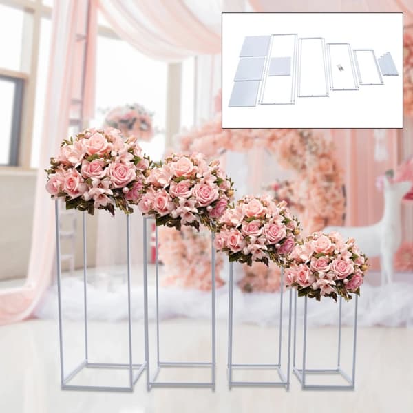 Metal Blomsterstand, Holdbart Jern, Elegant Guld Design,Hvid