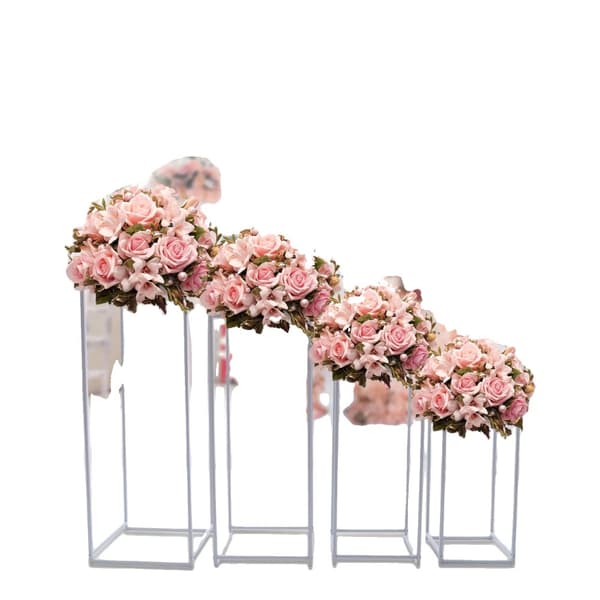 Metal Blomsterstand, Holdbart Jern, Elegant Guld Design,Hvid