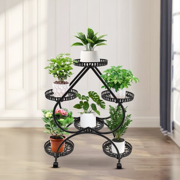 Hjerteformet Planteholder, 6 Potters Kapacitet, Holdbar Jernkonstruktion, Pladsbesparende Design