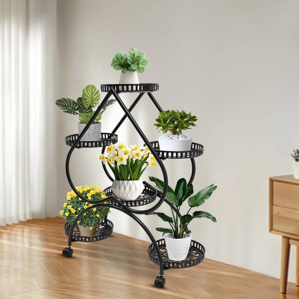Hjerteformet Planteholder, 6 Potters Kapacitet, Holdbar Jernkonstruktion, Pladsbesparende Design