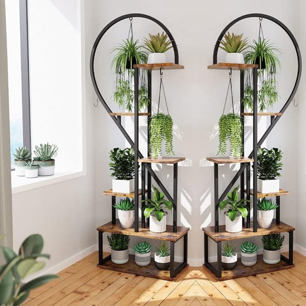 Blomstervagn, halv hjärtformad design, flera planteringsställ