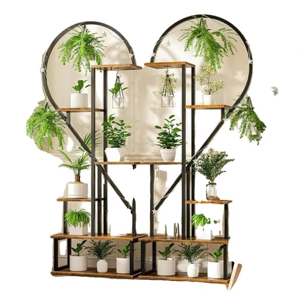 Blomstervagn, halv hjärtformad design, flera planteringsställ