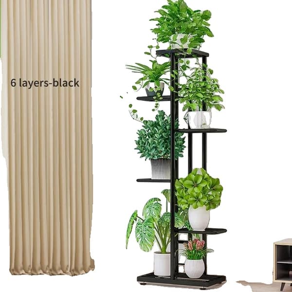 Blomsterrack, järnkonstruktion, hemträdgårdsorganisation, 6 lager-svart