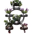 Miniatyrbillede 1 af 2: Metal Planteholder, Rullende Design, Plads til 6 Potteplanter,Sort