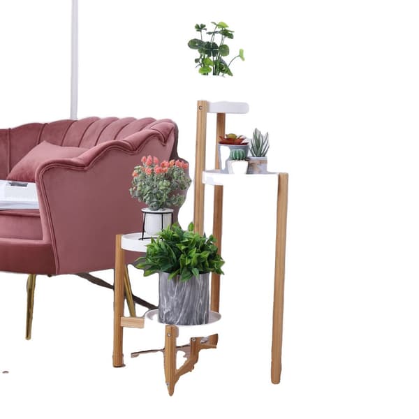 Plante Stativ, Indendørs Udendørs Brug, Bambus Materiale, 4 niveauer