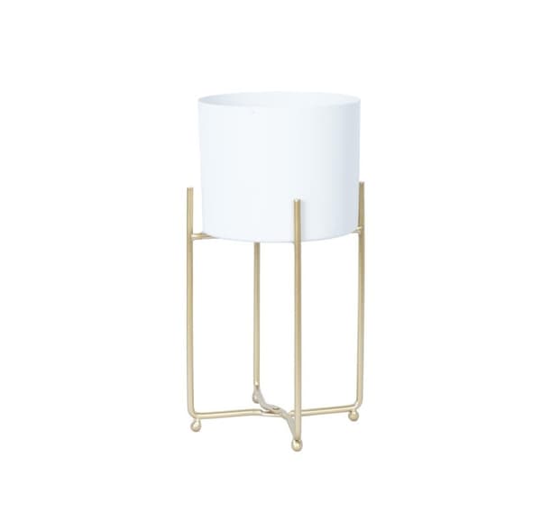 Blomställ DEIA WHITE S 19,5x18xH37cm, vit/gyllene