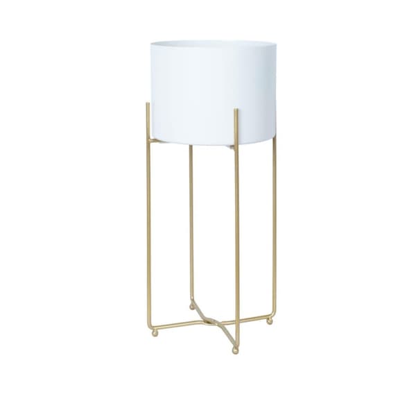 Blomställ DEIA WHITE L 24,5x23,5xH57cm, vit/gyllene