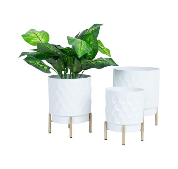 Blomkruka DEIA D21xH26cm, vit/gyllene