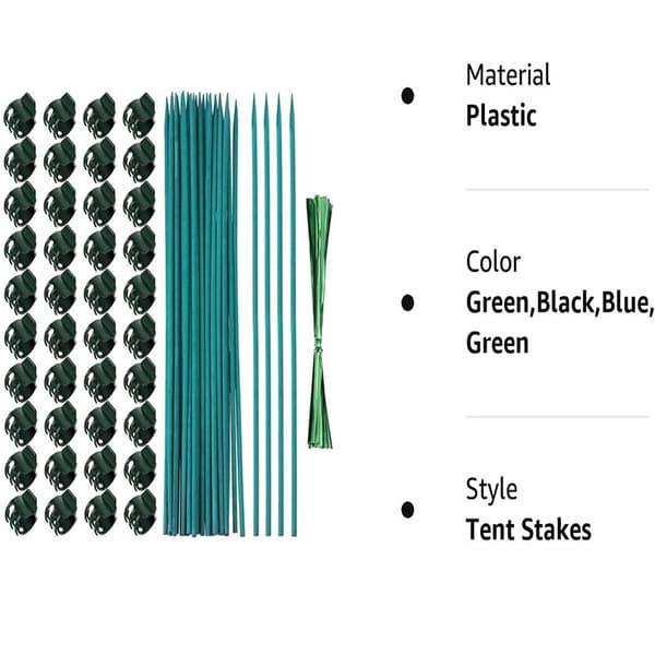 INF Plantestøttepæle Kit - 30cm, 20 pæle, 40 clips, 20 bånd