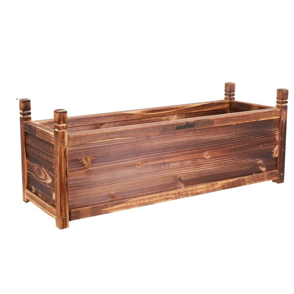 Træplantekasse, solid fyrretræ, mørkebrun, 90 cm x 30 cm x 34 cm,L