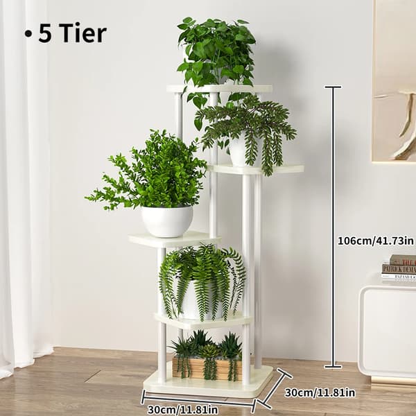 Planteholder, Metal Konstruktion, Pladsbesparende Design,B-5 niveau-creamywhite