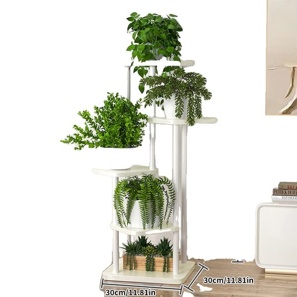 Planteholder, Metal Konstruktion, Pladsbesparende Design,B-5 niveau-creamywhite