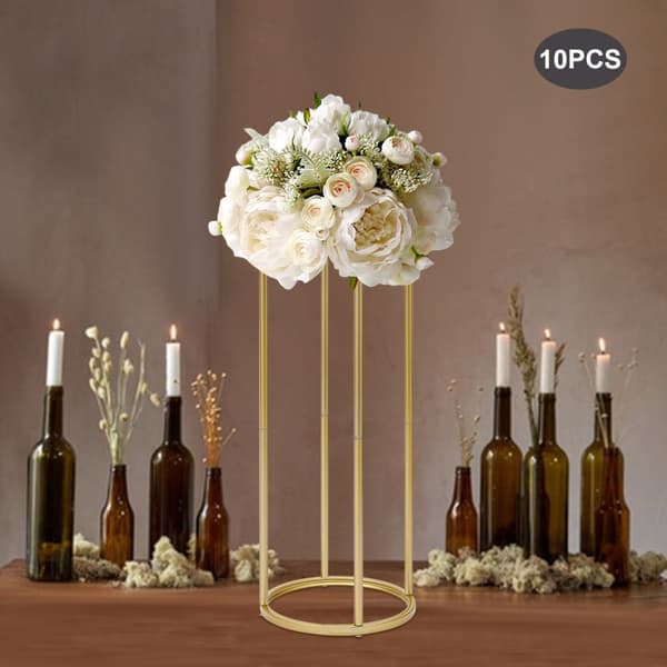 Häät Table Flower Stand, Sylinterimäinen Muotoilu, Kultainen Viimeistely