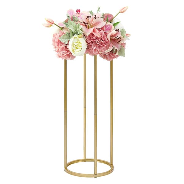 Häät Table Flower Stand, Sylinterimäinen Muotoilu, Kultainen Viimeistely