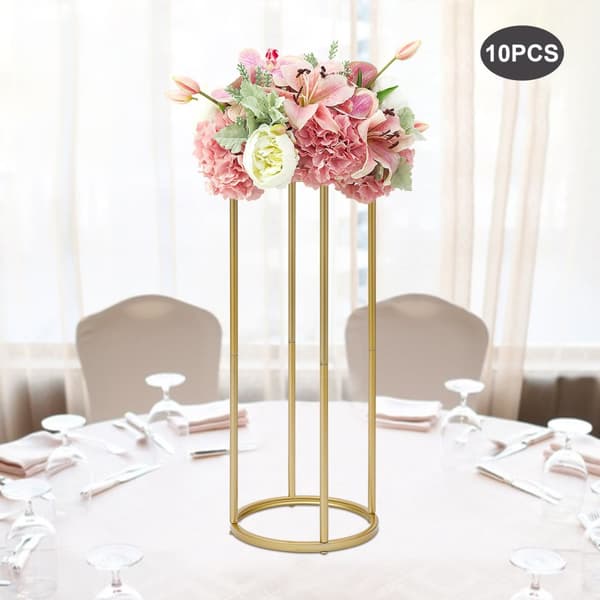 Häät Table Flower Stand, Sylinterimäinen Muotoilu, Kultainen Viimeistely