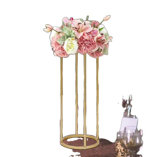 Häät Table Flower Stand, Sylinterimäinen Muotoilu, Kultainen Viimeistely