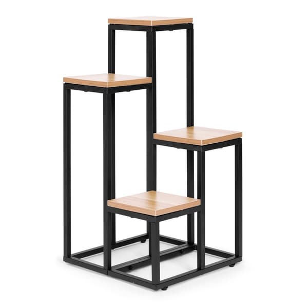 Plante stativ - 4 hylder - metal - 34x34x69,5 cm - lys