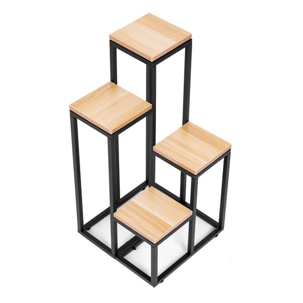 Plante stativ - 4 hylder - metal - 34x34x69,5 cm - lys