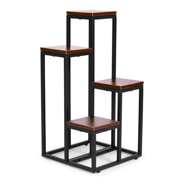 Kasvihylly - 4 hyllyä - metalli - 34x34x69,5 cm - tumma