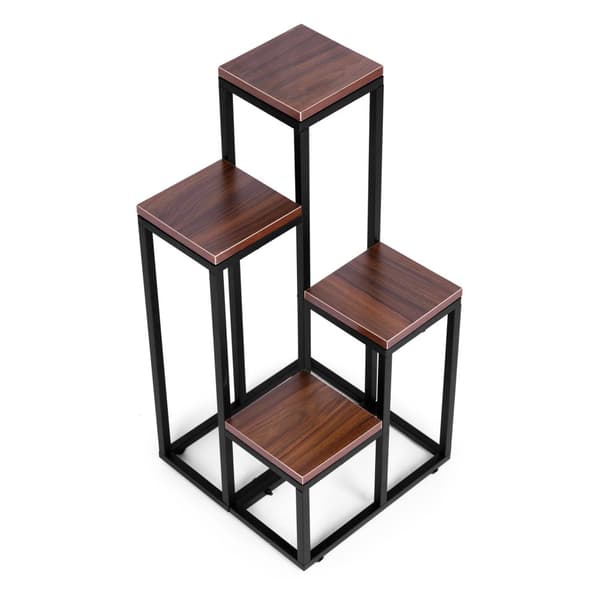 Kasvihylly - 4 hyllyä - metalli - 34x34x69,5 cm - tumma
