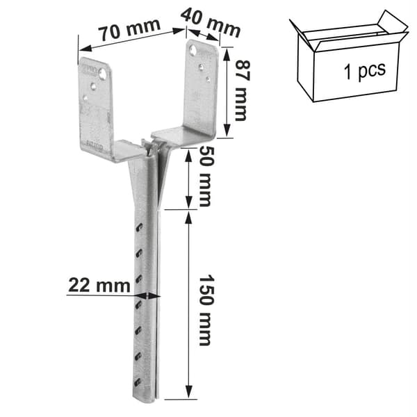 PBWS70Z tolppapohja 70x40x87x200x22x3mm