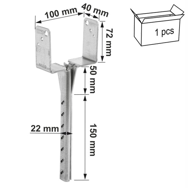 PBWS100Z pylväsjalka 100x40x72x200x22x3mm
