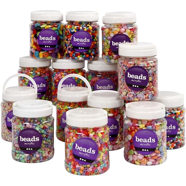 Storpack Akrylpärlor - Mixade Figurer - 16x700ml