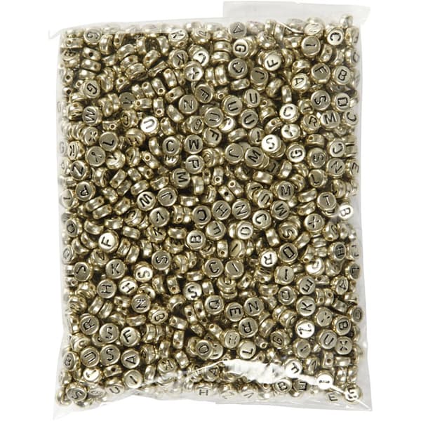 Bokstavspärlor - 7 mm - Hål 1,2 mm - Guld - 1500 st