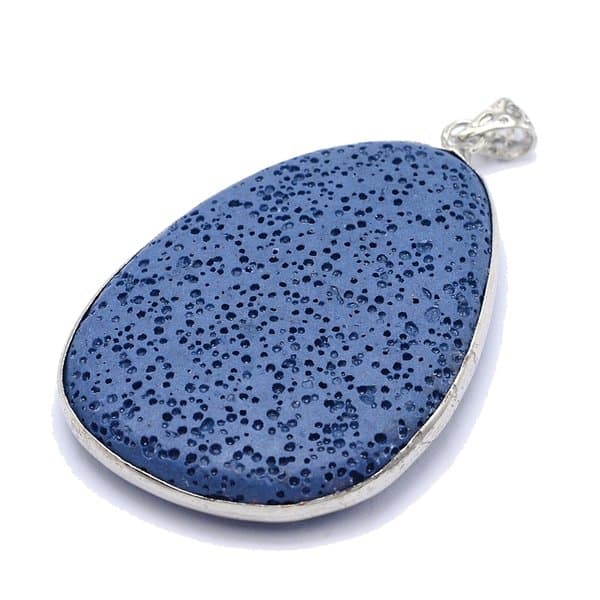 1 oval hänge naturlig lavasten blåfärg